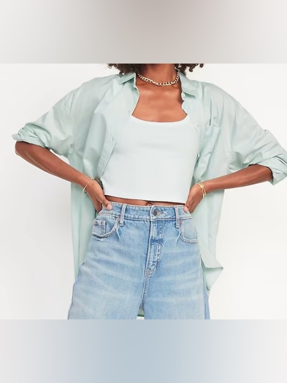 OldNavy Oversized Boyfriend Long-Sleeve Shirt